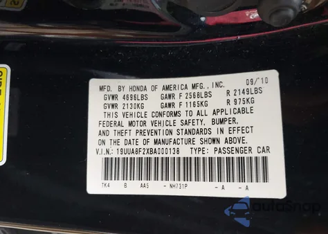 2011 Acura Tl 3.5 from USA, damaged, VIN 19UUA8F2XBA000138